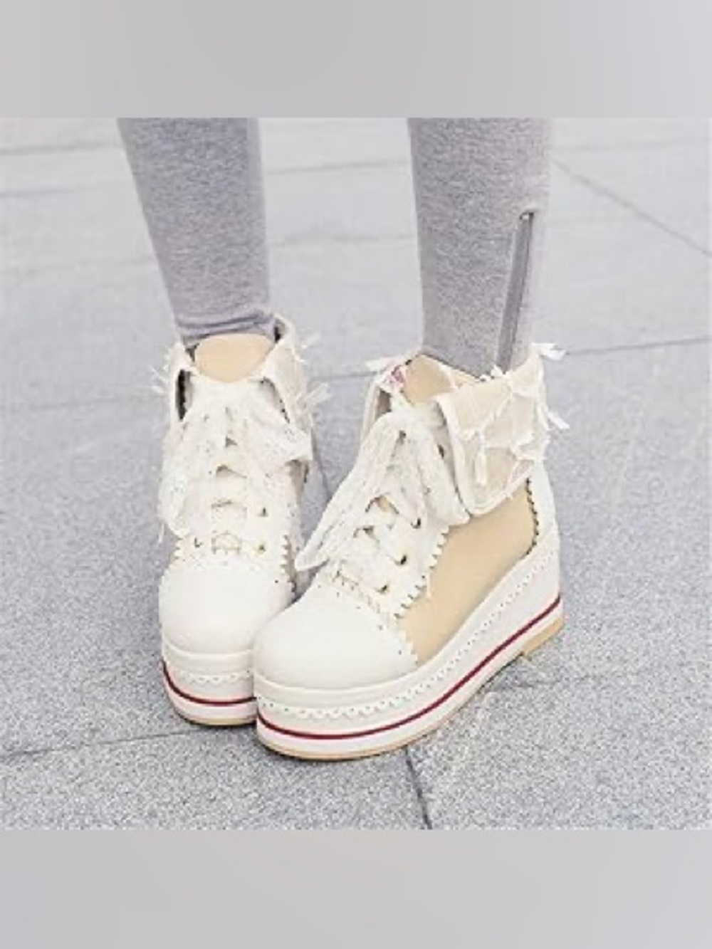 HILIB women’s cute Lolita boots cosplay brogue wedge boots